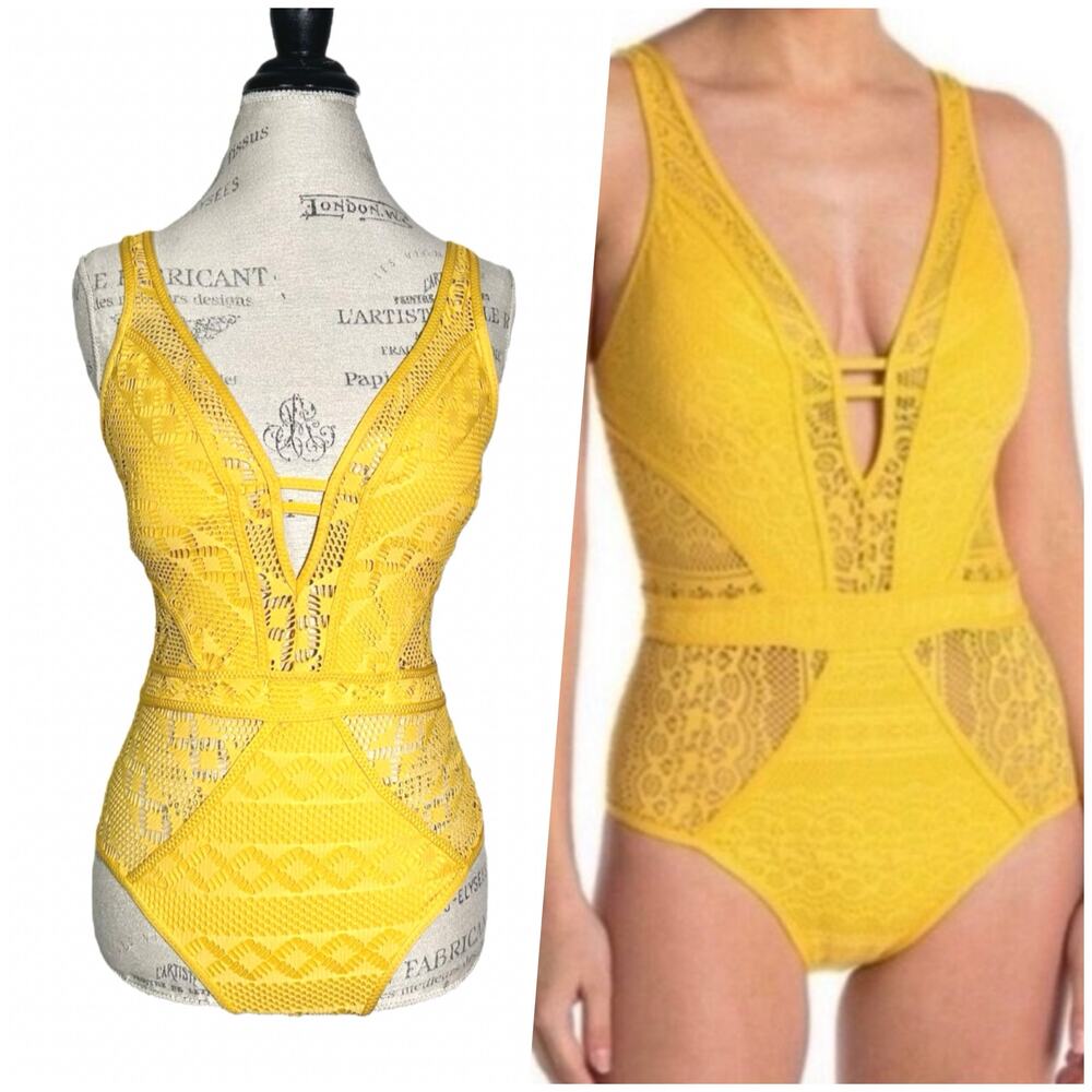 Becca | Women | Show & Tell Color Play Crochet One Piece Swim Suit | Size Large